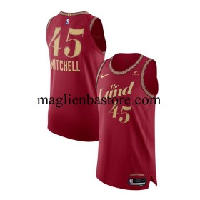 Maglia NBA Cleveland Cavaliers Donovan Mitchell 45 Nike 2023-2024 City Edition Rosso Swingman - Uomo